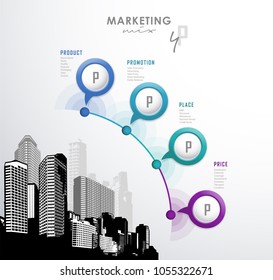 4p strategy business concept marketing infographic background