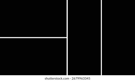 4-photo collage vector template. Empty frames, moodboard layout, photo album, and creative portfolio mockup.