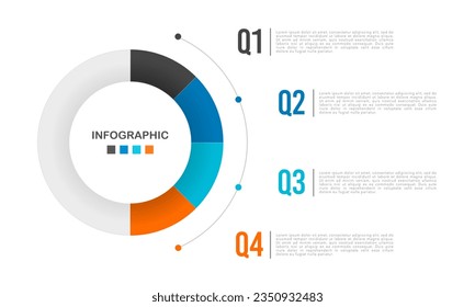 4-quarter infographic circle process template. Vector illustration.