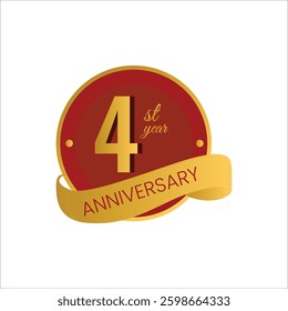 4st Anniversary logo  vector design, red color for celebration event
