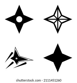 4star Flat Icon Set Isolated On White Background
