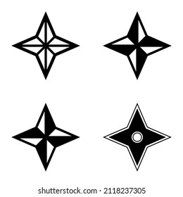 4star Flat Icon Set Isolated On White Background