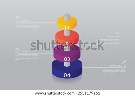4-step 3D pie chart infographic template design