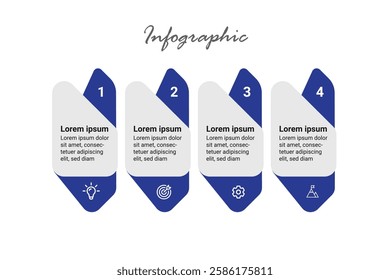 4-Step Business Infographic Template for Corporate Strategy, Marketing Growth, and Project Flow, Clean Professional Vector Design.