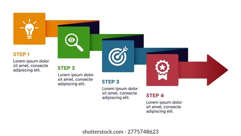 4-Step Forward Arrow Infographic Template