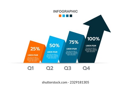 4-step infographic business report arrow template. Vector illustration.