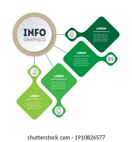 plantilla de infografía ecológica de 4 pasos. Desarrollo y crecimiento del negocio ecológico. Línea temporal de tendencias de cuatro partes. Concepto de presentación empresarial con 4 opciones, pasos o procesos.