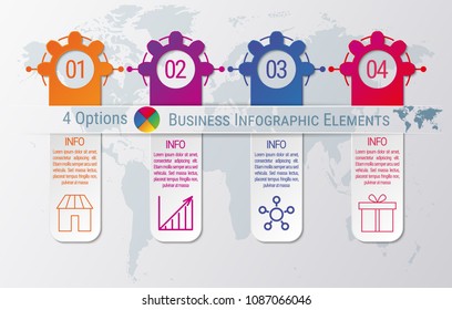 4-steps timeline infographic design vector template. Graphic elements with four options of business data