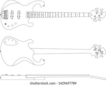 4-string bass guitar in outlines