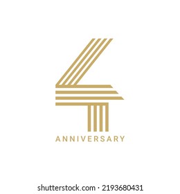 4th, 4 Years Anniversary Logo, 4 birthday,  Vector Template Design element for birthday, invitation, wedding, jubilee and greeting card illustration.