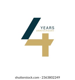 4th, 4 Years Anniversary Logo, 4 birthday,  Vector Template Design element for birthday, invitation, wedding, jubilee and greeting card illustration. svg