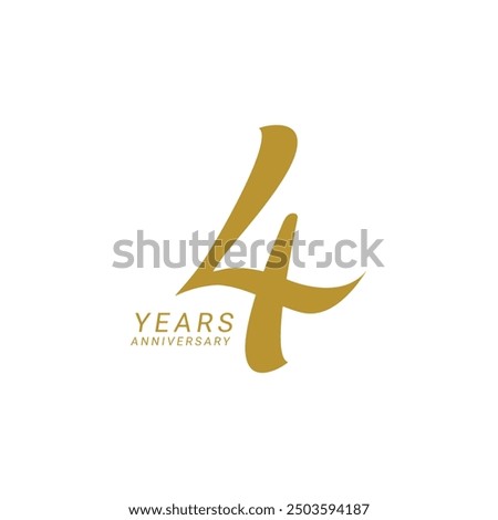 4th, 4 Years Anniversary Logo, 4 birthday,  Vector Template Design element for birthday, invitation, wedding, jubilee and greeting card illustration.