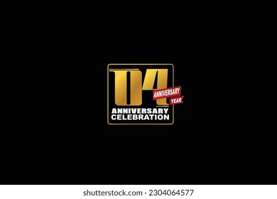 4°, 4 años, 4 años de celebración del aniversario de forma rectangular de estilo abstracto. aniversario con color dorado aislado en fondo negro, diseño vectorial para vectores de celebración
