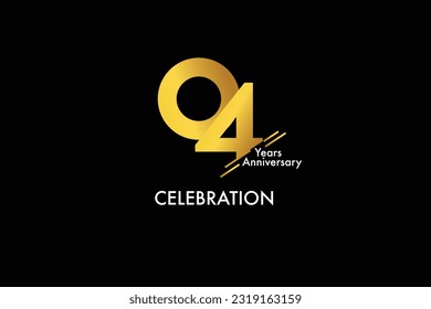 4 años, 4 años, 4 años color oro de aniversario en el fondo negro del logotipo de estilo abstracto. aniversario con color dorado aislado en fondo negro, diseño vectorial para vectores de celebración