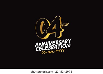 4th, 4 years, 4 year anniversary gold color on black background abstract style logotype. anniversary with gold color isolated on black background, vector design for celebration vector