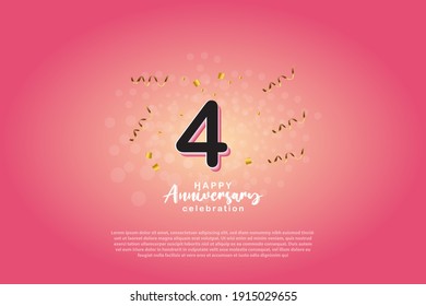 4th anniversary background with 3D number illustration