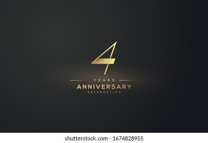 4th anniversary background with illustrations of gold colored figures on a black background.