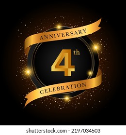 4th anniversary celebration. Golden anniversary celebration template design, Vector illustrations. svg