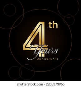 4th Anniversary Celebration with golden text, Golden anniversary vector template svg