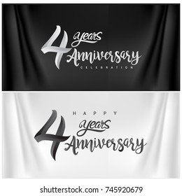 4th Anniversary Celebration Logotype. four years Anniversary handmade Calligraphy. Vector Illustration.
