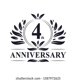 4th Anniversary celebration, luxurious 4 years Anniversary logo design.