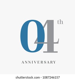4th anniversary celebration overlapping number blue and grey simple logo, isolated on grey background