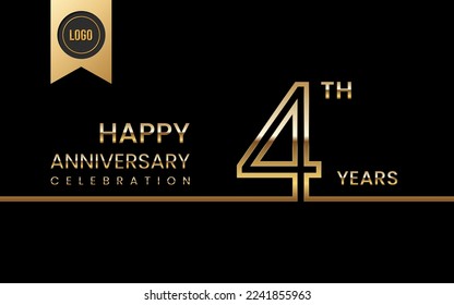 4th anniversary celebration template design. Logo Vector Template Illustration