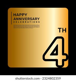 4th anniversary celebration template design with simple and luxury style in golden color svg