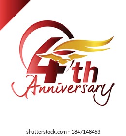 4.ª. Plantilla de diseño de aniversario. emblema del cuarto aniversario para celebración, tarjeta de invitación y tarjeta de saludo.