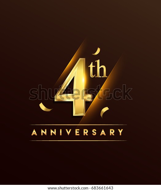 4th Anniversary Glowing Logotype Confetti Golden Stock Vector (Royalty ...