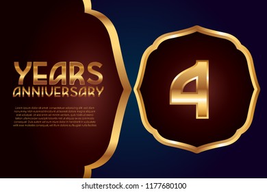 4th Anniversary gold numbers. background for anniversary
