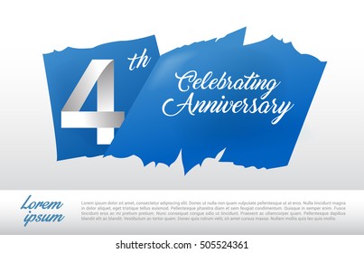4th anniversary logo with blue abstract backgrond. design template