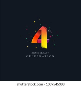 4th Anniversary Logo Design, Number 4 Icon Vector Template.


