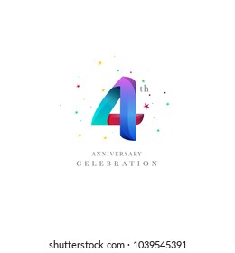 4th Anniversary Logo Design, Number 4 Icon Vector Template.


