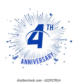 4th anniversary logo with firework and swoosh