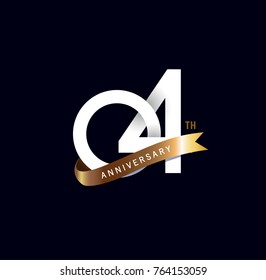 4th anniversary logo with gold ribbon. template design for web, game ,Creative poster, booklet, leaflet, flyer, magazine, invitation card svg