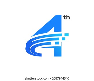 4th anniversary logo. The number for celebration or event with futuristic style