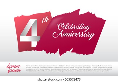 4th anniversary logo with red abstract backgrond. design template