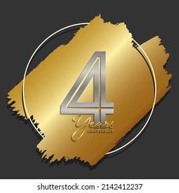 4th anniversary logotype. Anniversary celebration template design for booklet, leaflet, magazine, brochure poster, banner, web, invitation or greeting card. Vector illustrations.