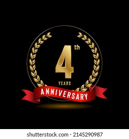 4th Anniversary logotype. Anniversary celebration template design for booklet, leaflet, magazine, brochure poster, banner, web, invitation or greeting card. Vector illustrations.
