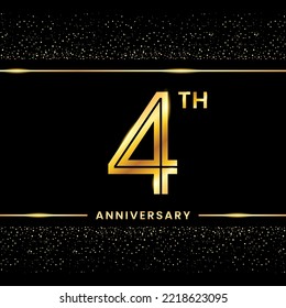 Logotipo del 4º Aniversario. Diseño de plantilla de Aniversario Dorado para evento de celebración, tarjeta de invitación, tarjeta de saludo, volante, pancarta, afiche, logotipo de doble línea, ilustración vectorial