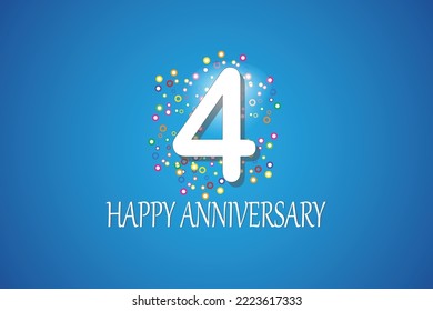 4th anniversary on blue background