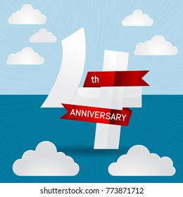 4th anniversary on sea and sky background vector.