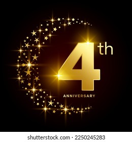 4th Anniversary Template Design Concept for Birthday Celebration Event. Logo Vector Template