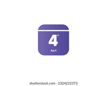 4th April calendar date month icon with gradient color, flat design style vector illustration