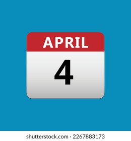 4th April calendar icon. April 4 calendar Date Month icon vector illustrator