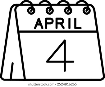 Design de ícone de vetor de linha 4 de abril