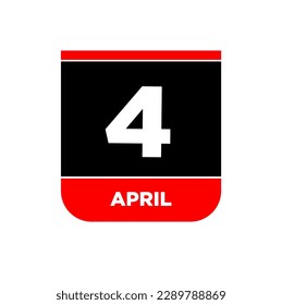 4th April vector icon. 4 April calendar.