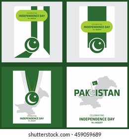 4th August Pakistan independence day label design set. vector background illustration