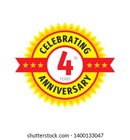 4th Birthday Badge Logo Design Four Stock Vector (Royalty Free ...